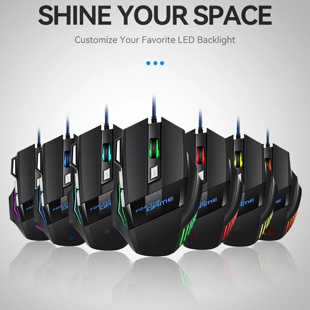 1 PC Neue Hyperspeed USB Gaming Maus RGB Hintergrundbeleuchtung Ergonomische Gaming Mäuse 7D Esports Wired Maus für Laptop PC Gamer Image