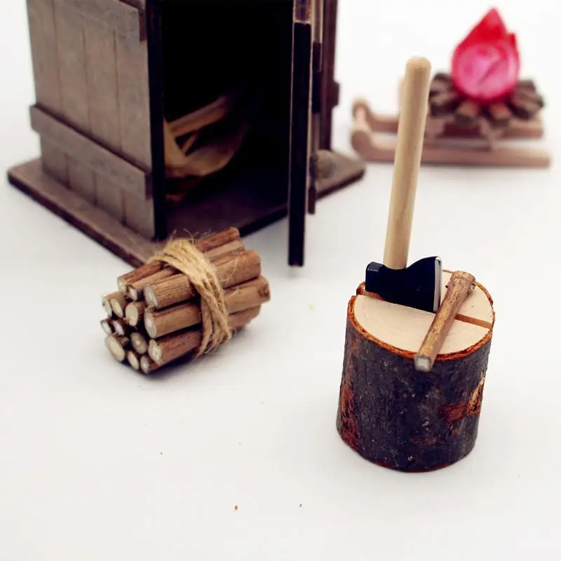 1/3 Stück 1:12 Simulations-Miniatur: Hühnernest, Axt, Holzfällerei, Landhaus-WC, Puppenhaus-Dekoration Image