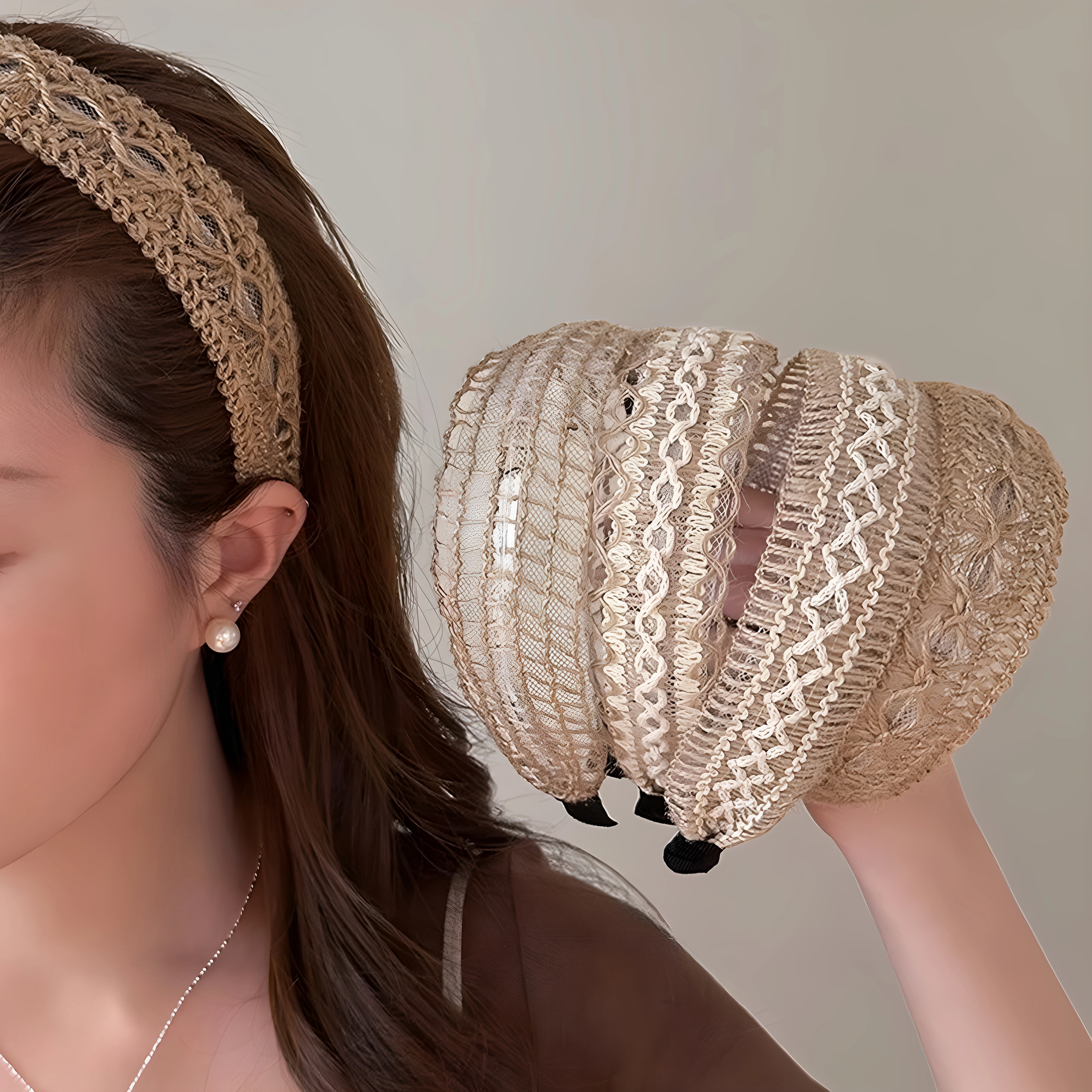 Retro-Stirnbänder für Frauen, Baumwolle, Leinen, Haarband, Haarbänder, böhmischer Stil, Strand-Haarbänder, Kopfbedeckung, Haarschmuck, Kopfschmuck Image