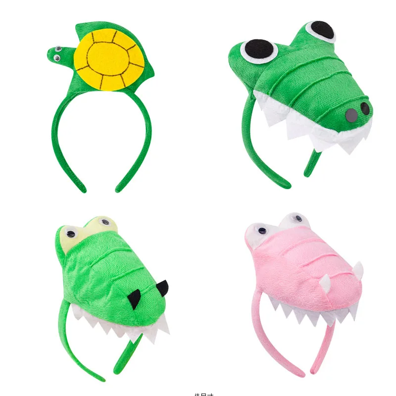 Tier Krokodil Dinosaurier Schildkröte Stirnband Schwanz Bogen Plüsch Party Kopfschmuck Haar Hoop Party Cosplay Kostüm Requisiten Image