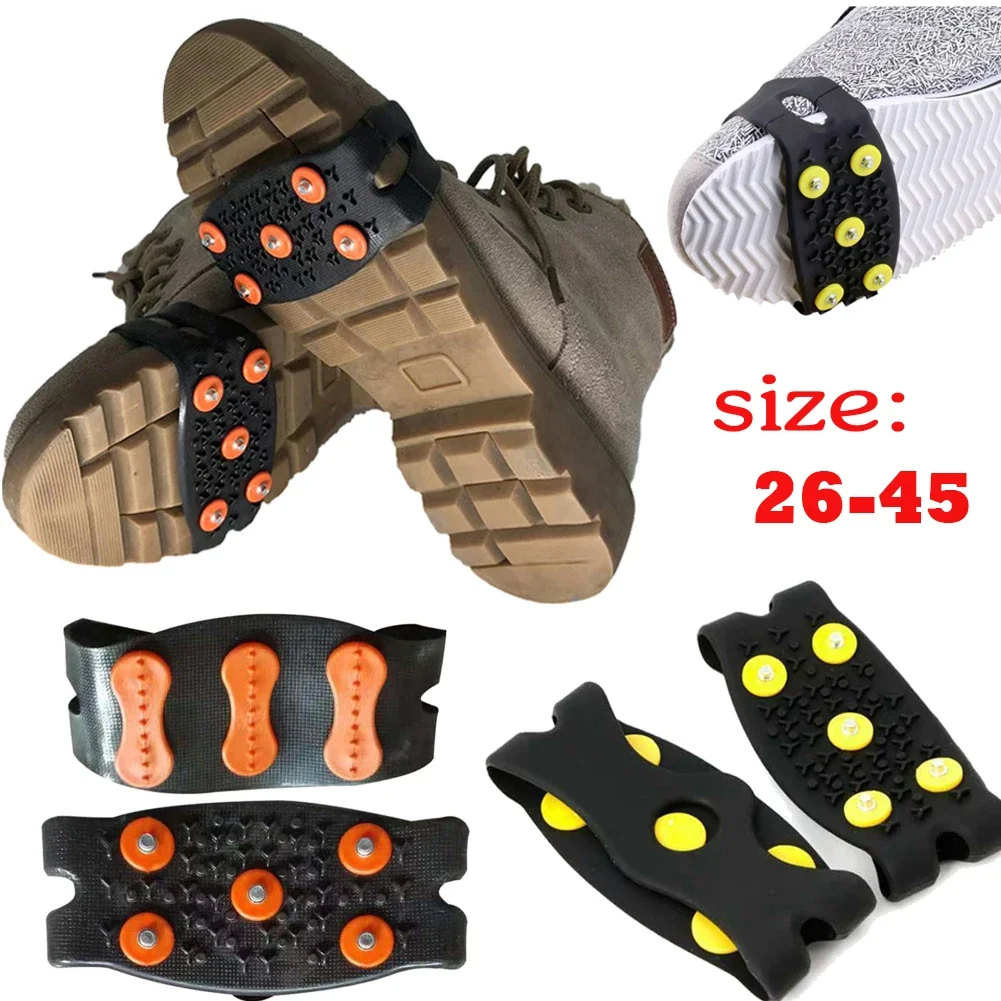 1–3 Paar 5-Stud-Schnee-Eisklaue zum Klettern, rutschfeste Spikes, Griffe, Steigeisen, Stollen, Sportschuhe, Abdeckung für Spaziergänge, Wanderstiefel, 26–45