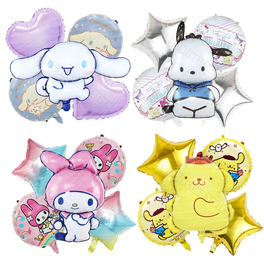 5 Stücke Sanrio Melody Cinnamoroll Hochzeit Braut Mädchen Prinzessin Folienballon Partyzubehör Kindergeburtstag Helium Globo Party Dekoration Image