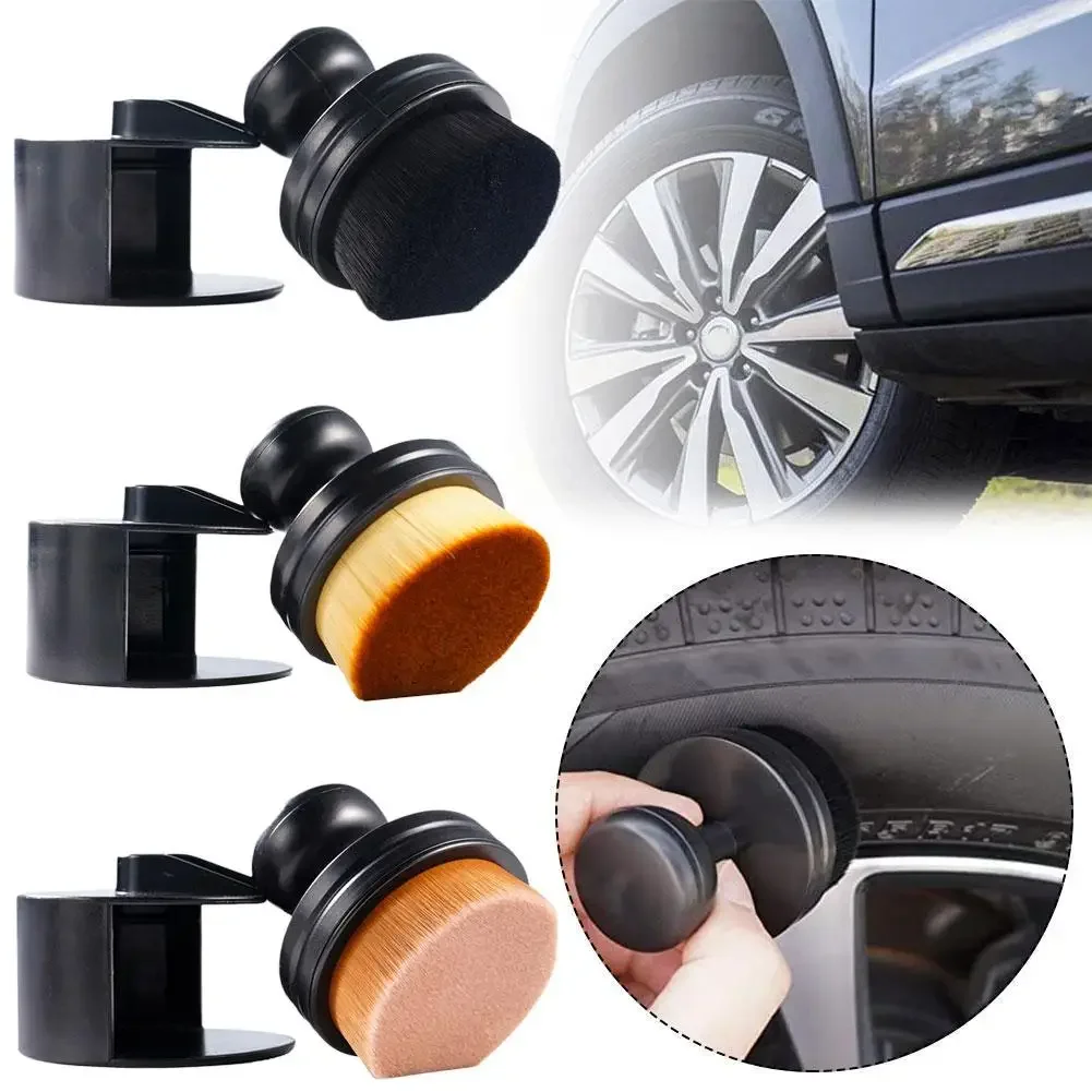 Auto Detail Pinsel Tragbare Auto Reifen Pinsel Mit Dichtung Abdeckung, Hohe Dichte Weiche Detaillierung Pinsel Für Reifen Glanz Polnischen Wachs auftragen Image