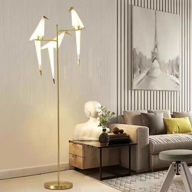 Barsch Licht Stehlampe führte Designer Gold Origami Vogel Stehlampen für Wohnzimmer kreative Art Deco Safraid Eck lampe