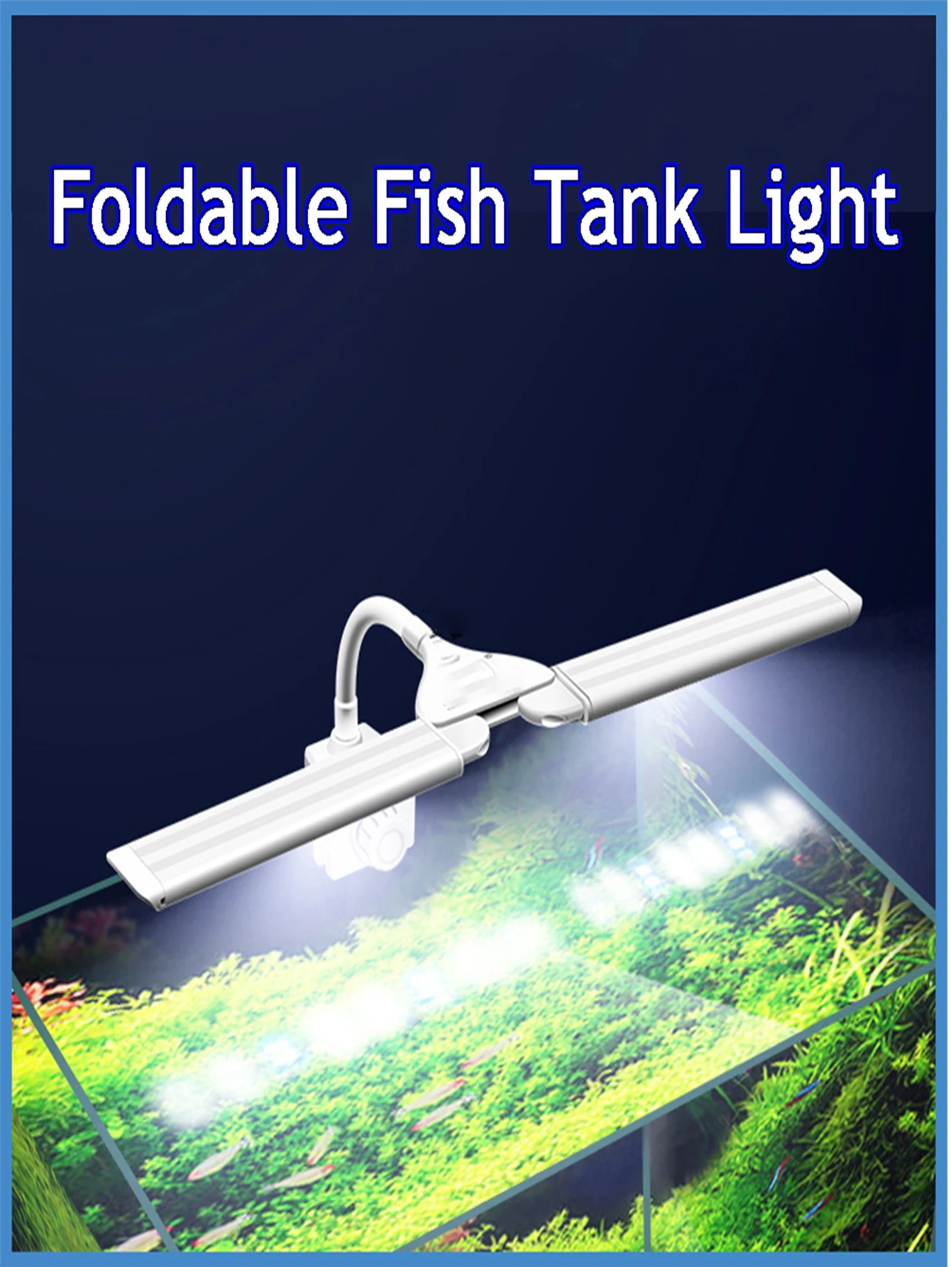 Aquarium-Klemmleuchte kann 180° erweitert werden ° zum Einstellen des Winkels, zweifarbige Lichtschaltersteuerung in Blau und Weiß