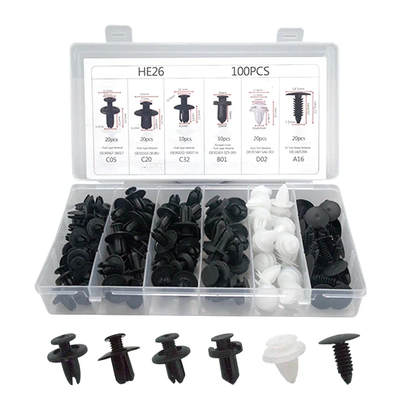Auto Fastener Clip Mixed Car Body Push Retainer Pin Rivet Bumper Door Trim Panel Fastener Kit Car Clips Box or Bag packaging Image