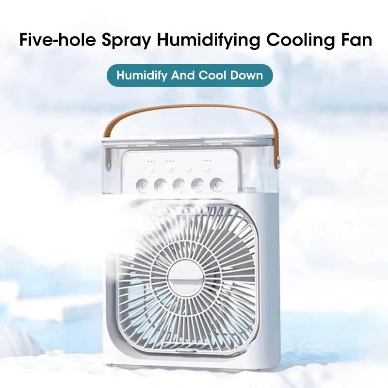 3-in-1 neuer Ventilator, USB-Klimaanlage, kleiner Luftkühler für den Haushalt, LED-Nachtlicht, tragbarer Luftbefeuchter, Einstellventilator, Büro- und Heimventilator Image