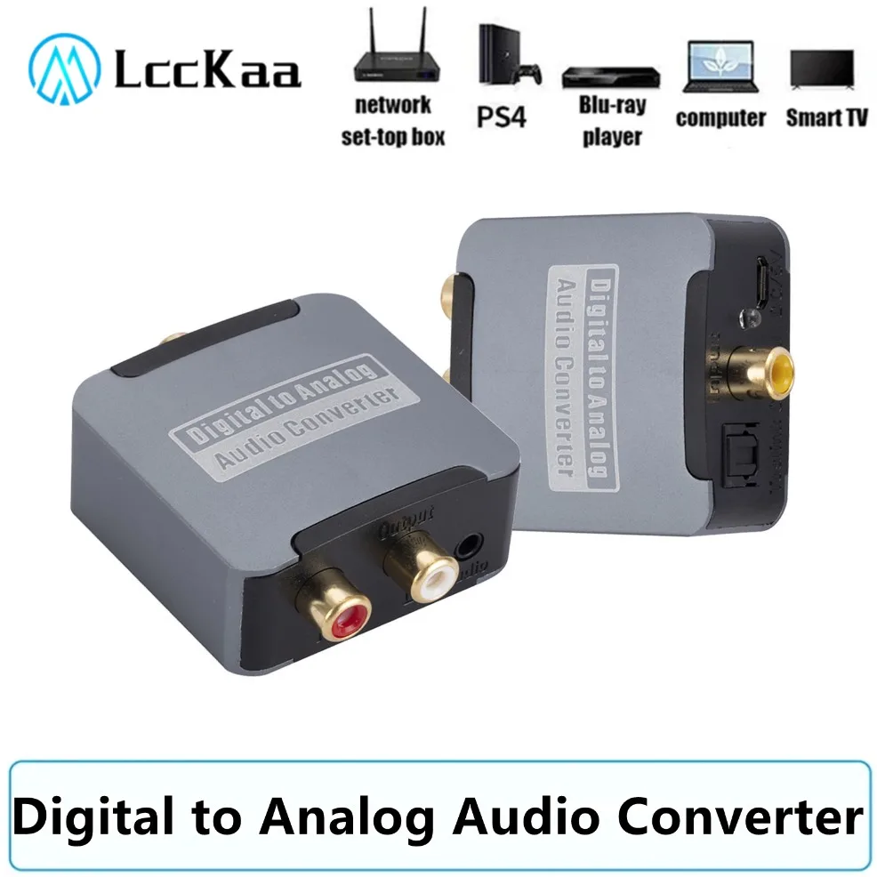 Digital-Analog-Audio-Konverter, 192 kHz, digitaler SPDIF, optisch zu analogem L/R-RCA-Konverter, Toslink optisch auf 3,5-mm-Klinkenadapter Image