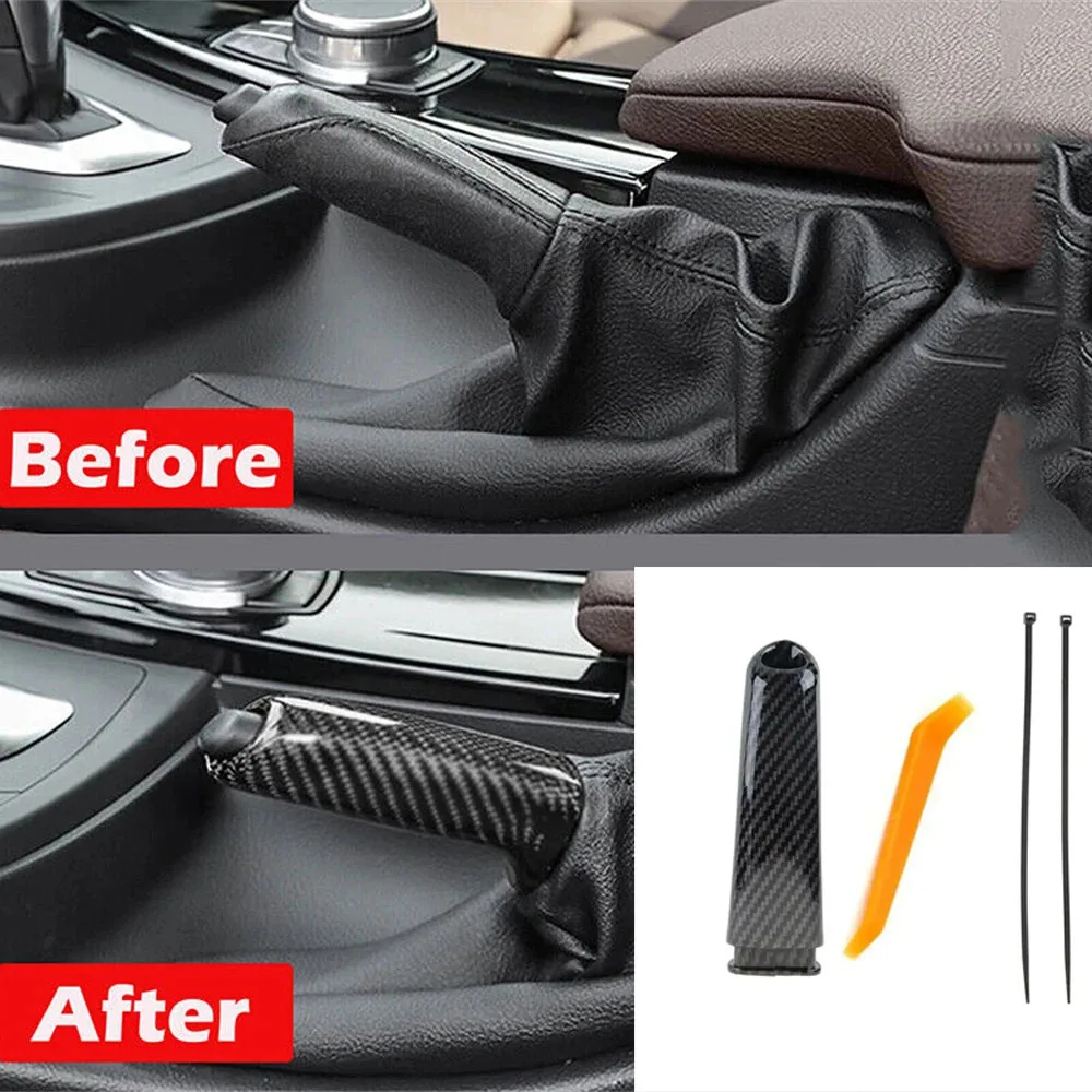 ​ ABS Kunststoff Carbon Faser Stil Handbremse Bremsgriff Abdeckung Für BMW E46 E90 E92 F30 F32 F80 Image