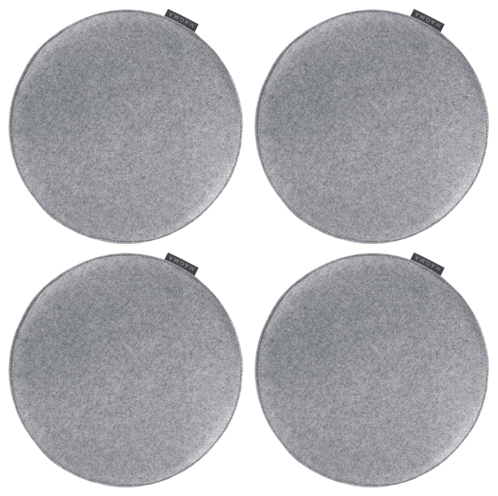 Galettes de chaise gris chiné imitation feutre - Lot de 4 - Ø 35cm