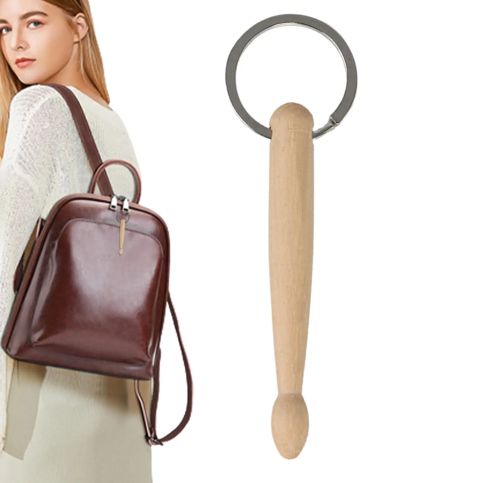 ​ Mini Drum Sticks Schlüsselanhänger Tragbare Holz Drumstick Schlüsselanhänger Leichte Übungstrommel Zubehör für Rucksäcke Image
