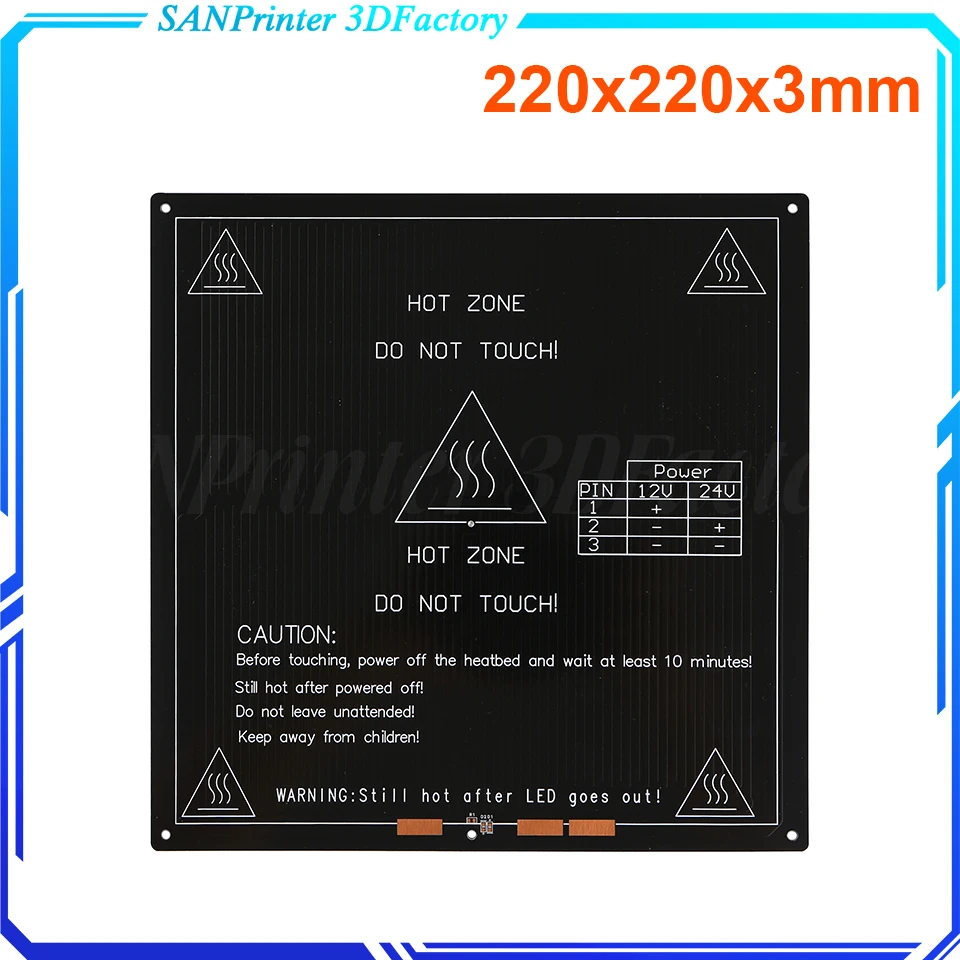 Aluminium Heizbett 12V 24V Teile 220*220*3mm Für Reprap Mendel HotBed 3D Drucker Teil Aluminium Platte Heizbett PCB Zubehör Image