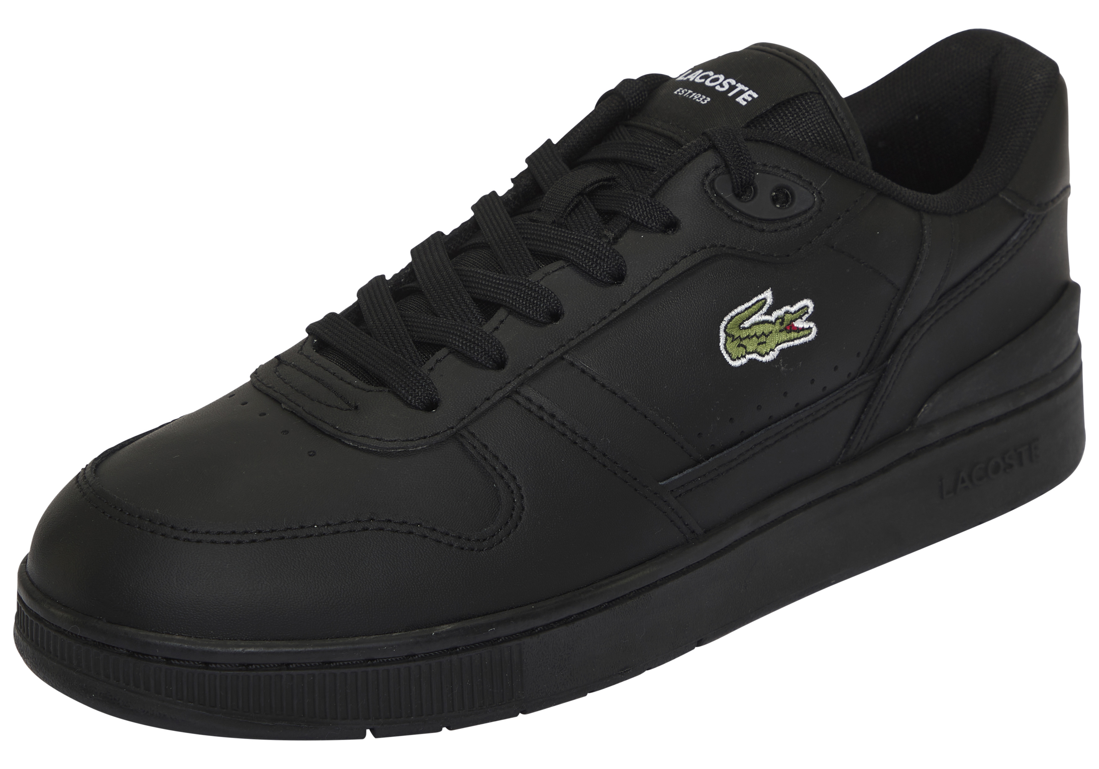 Sneaker LACOSTE "LACOSTE T-CLIP", Herren, Gr. 42,5, blk, blk, Leder, Schuhe Sneaker