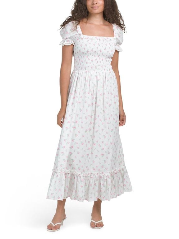 Angeline Maxi Dress For Cotton - White - Tj Maxx Dresses