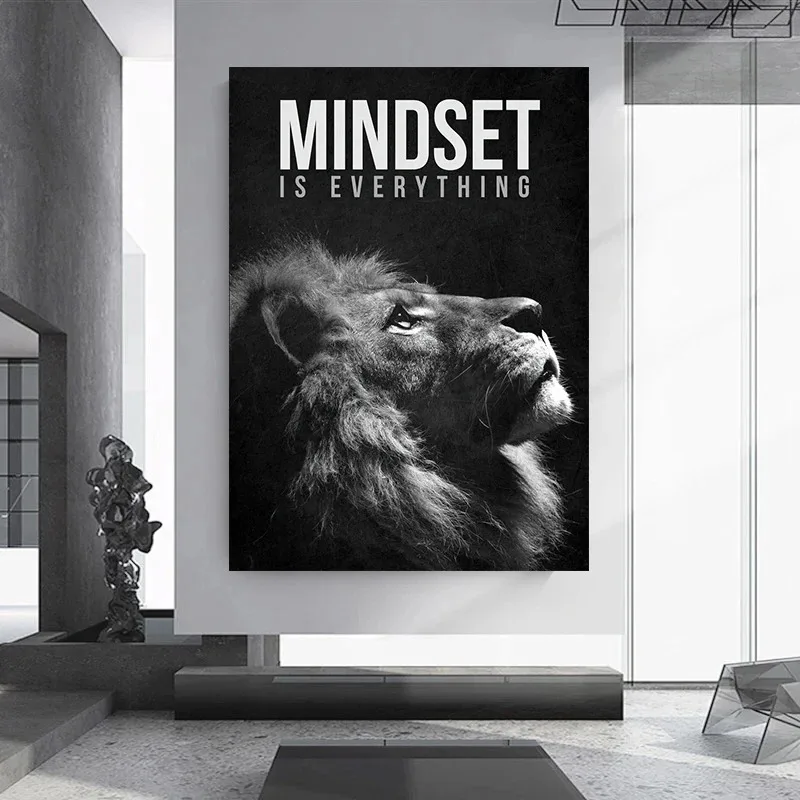 Citazioni motivazionali Success Canvas Poster Leone Mindset è tutto Poster Stampa artistica da parete Pittura Ufficio Soggiorno Decor