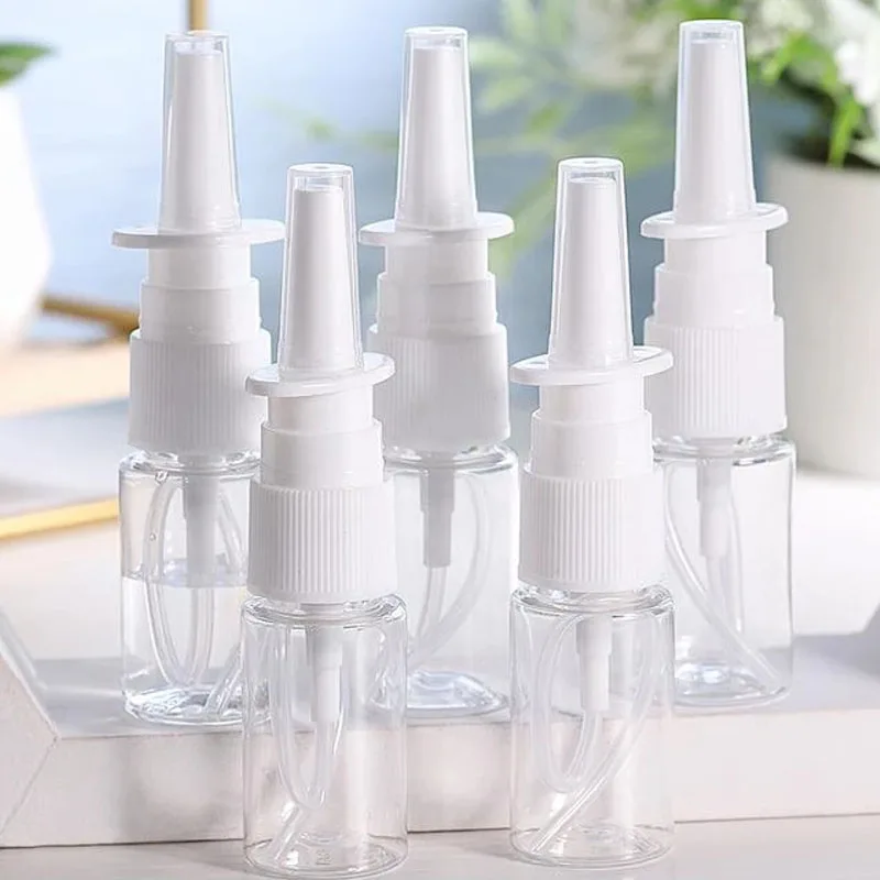 5 Stück 10 ml/20 ml/30 ml weiße leere Kunststoff-Nasenspray-Flaschen Pumpzerstäuber Nebel-Nasenspray nachfüllbare Flasche für medizinische Verpackungen Image