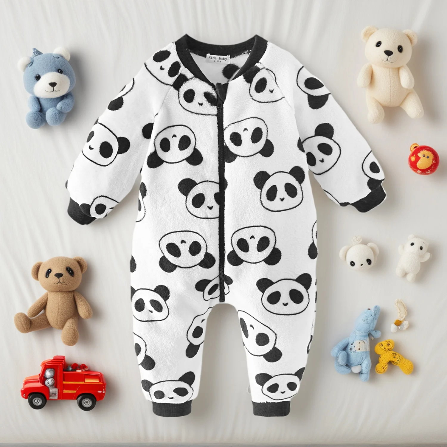 Warme süße Panda Winter Baby Strampler Langarm Kleinkinder kleine Kinder Overalls Kleidung Reißverschluss Image