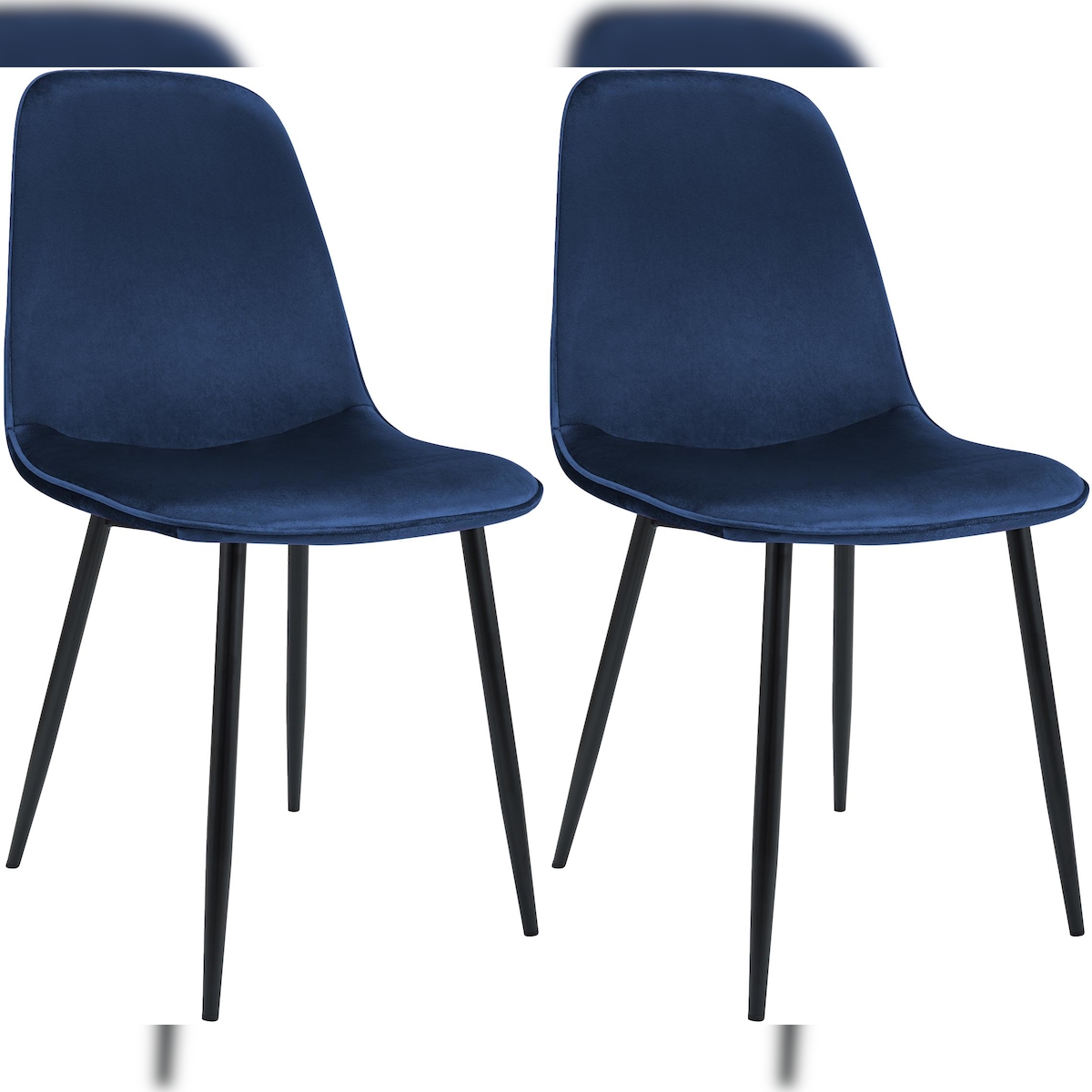 Proregal CHEFGASTRO 2er Set Esszimmerstuhl MEXICO CITY Samt HxBxT 88x45x54cm Dunkelblau Küchenstuhl Image