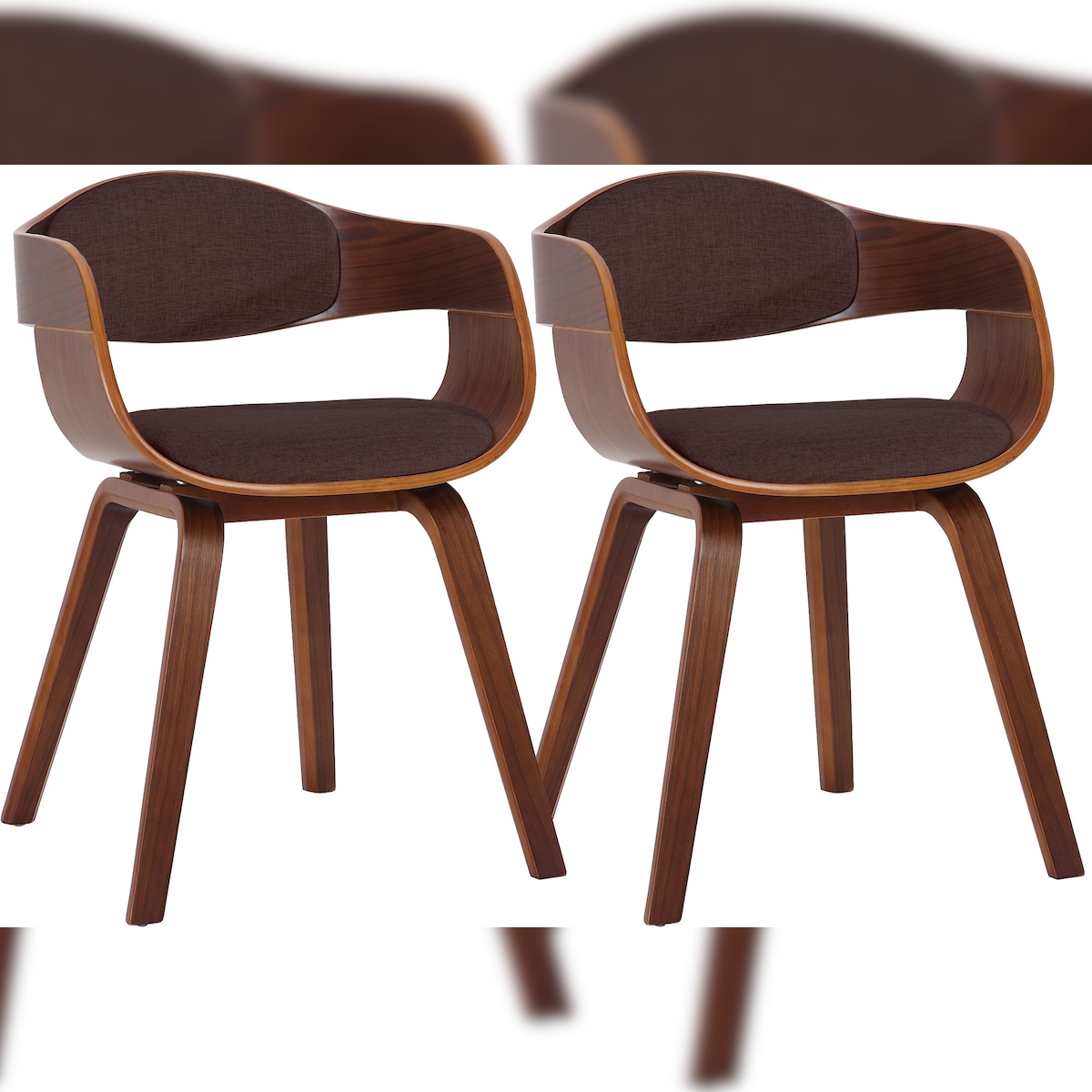 PROREGAL 2er-Set Besucherstuhl BANGKOK Stoff HxBxT 73x49x46cm Stoff Walnuss/Braun Konferenzstuhl Image