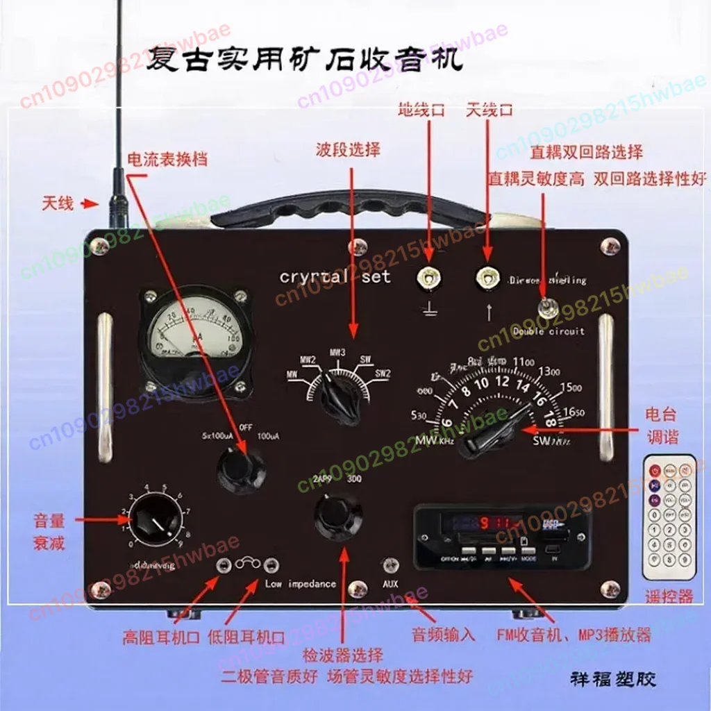 Mittelgroßes Kurzwellen-Mineralradio, praktische Retro-Mining-Maschine, Mineralradio Image