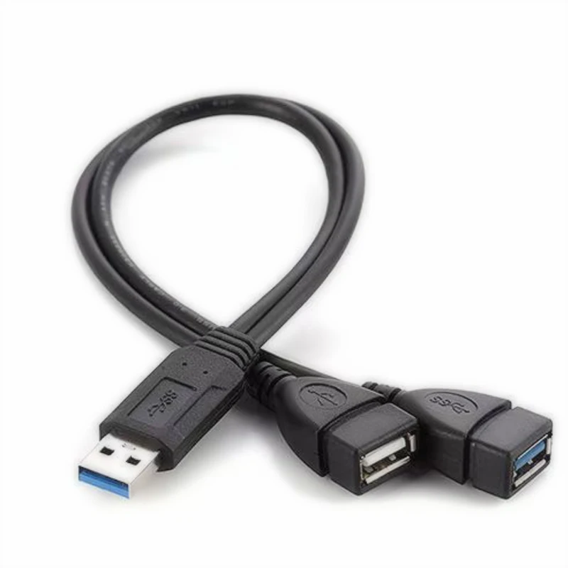 Universal USB 3,0 2,0 Stecker Auf Dual USB 3,0 Weibliche Jack Splitter 2 Port USB Hub Datenkabel Adapter Kabel Für Laptop computer Image