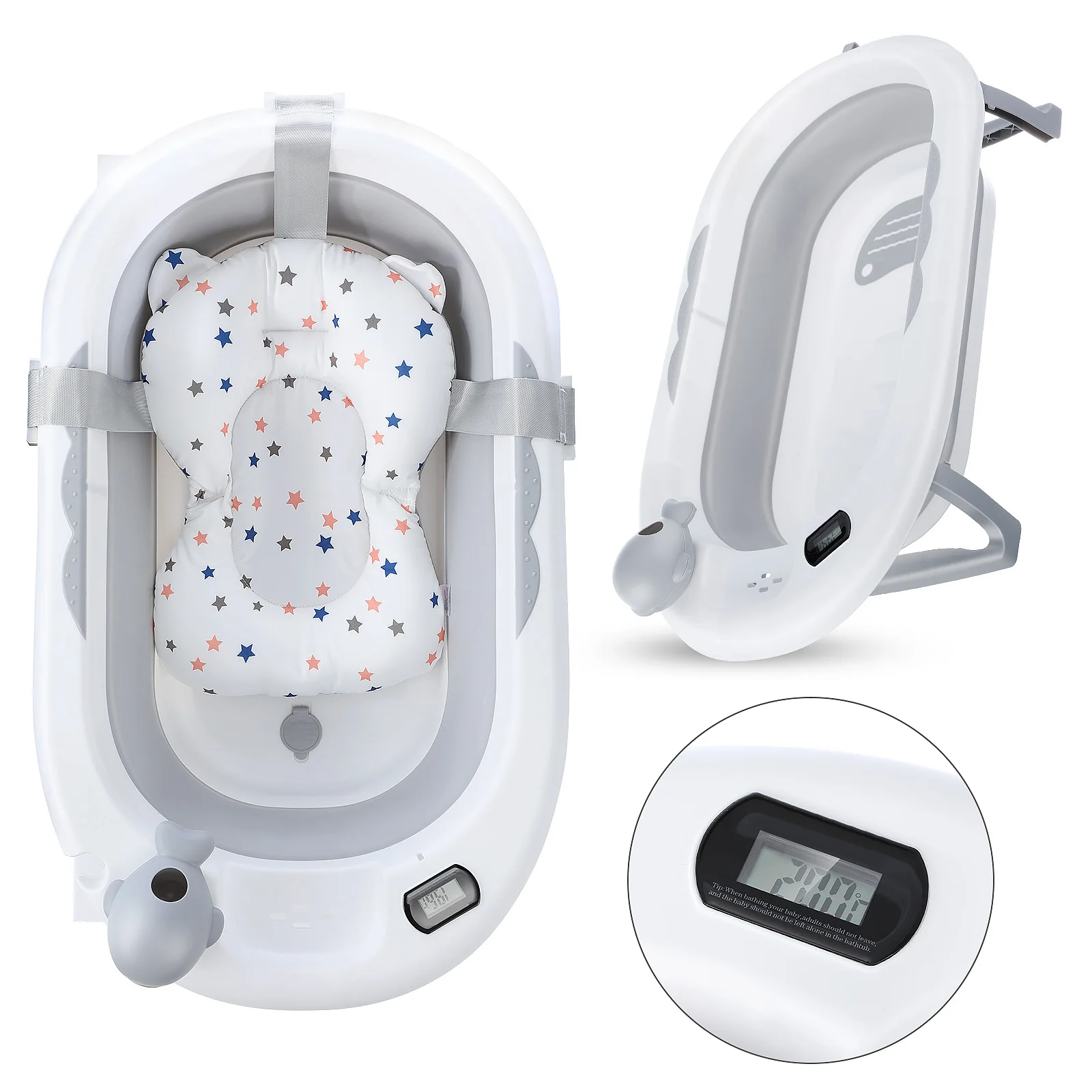 Faltbare Baby Badewanne Babywanne mit Kissen Anti-Rutsch Babybadewanne Badematte