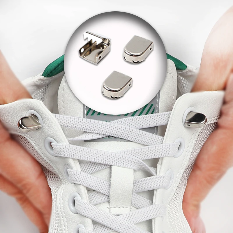 1 Paar Schnürsenkel ohne Krawatte, Metallschnallen, elastisch, für Turnschuhe, Einheitsgröße, passend für alle Schnürsenkel für Erwachsene und Kinder, Lazy Sport, Gummi-Schnürsenkel Image