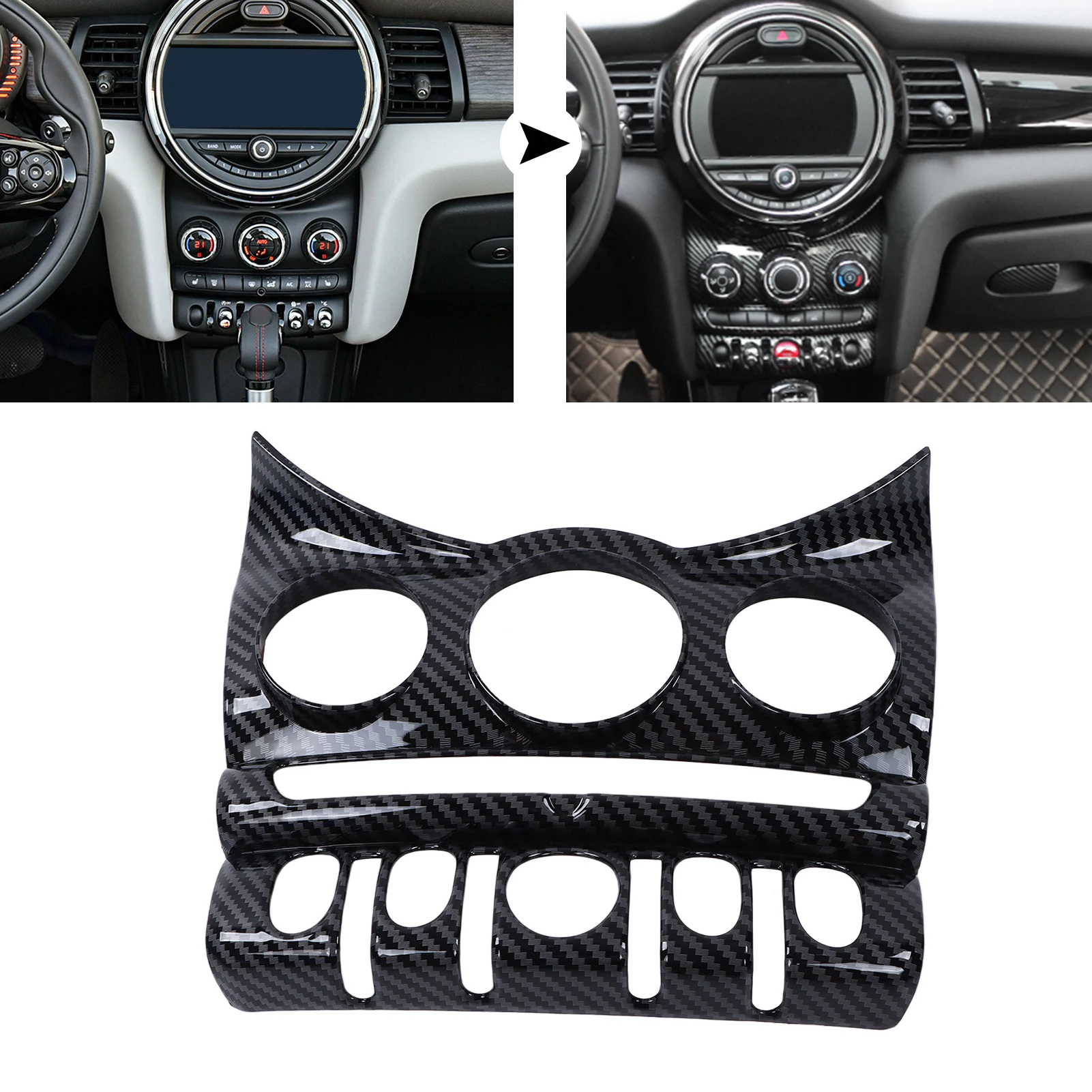 CD-Panel-Abdeckungen für Klimaanlagen im Kohlefaser-Stil für Mini-Cooper-Schrägheck f55 f56 f57 2014-2017 Image