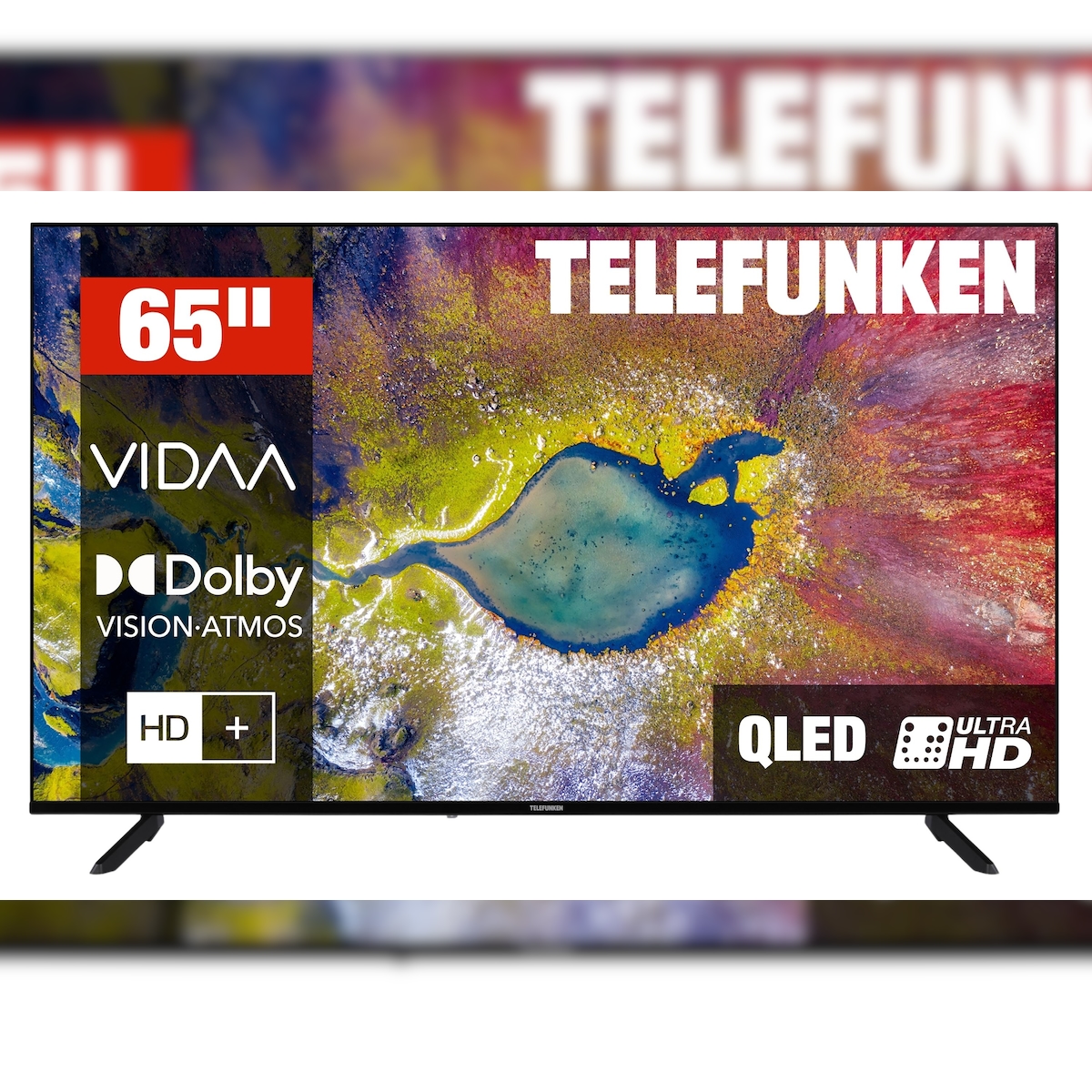 Telefunken Fernseher 65 Zoll QLED Smart TV VIDAA 4K UHD HDR Dolby Vision, HD+ 6 Monate, Triple-Tuner Image