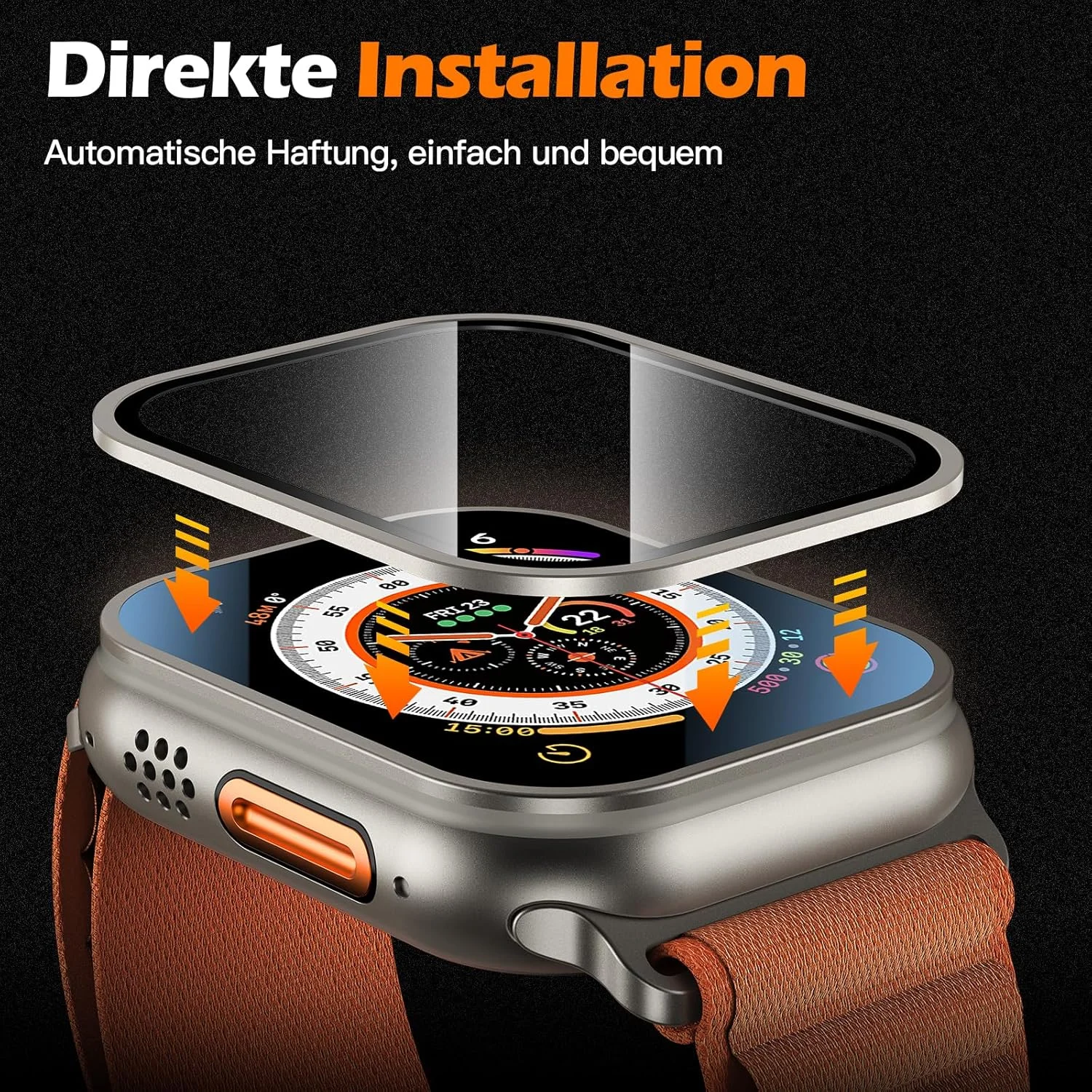 Gehäuse aus Aluminiumlegierung + gehärtetes Glas für Apple Watch Ultra 2 49 mm, kratzfester Displayschutz für IWatch Ultra 49 mm Image