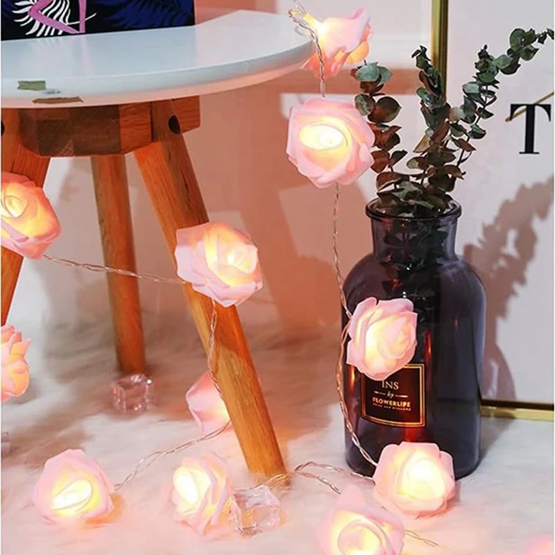Rosa Rose Lichterketten für Schlafzimmer batterie betriebene Blume LED-Lichter für außerhalb romantische Wohnheim Zimmer Festival Lichterketten