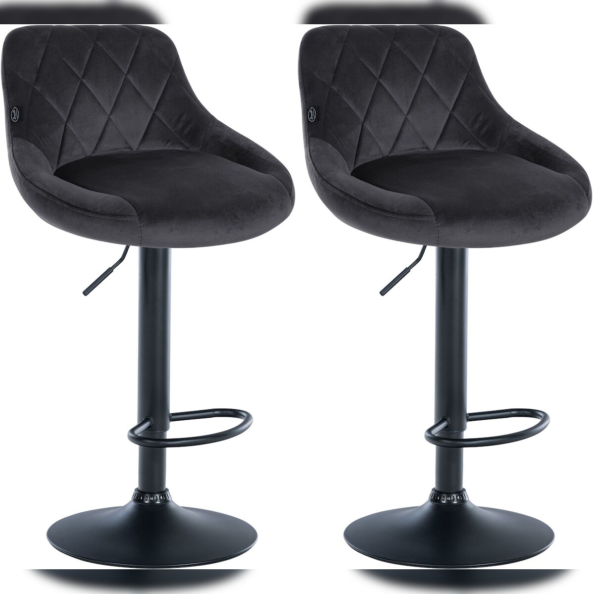CLP 2er Set Barhocker Lazio Samt dunkelgrau/schwarz Image
