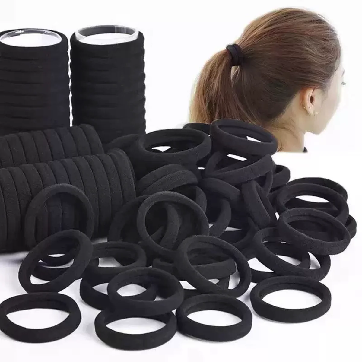 50/100Pcs Black Hair Bands for Women Girls Hairband High Elastic Rubber Band Hair Ties Ponytail Holder Scrunchies Accessory