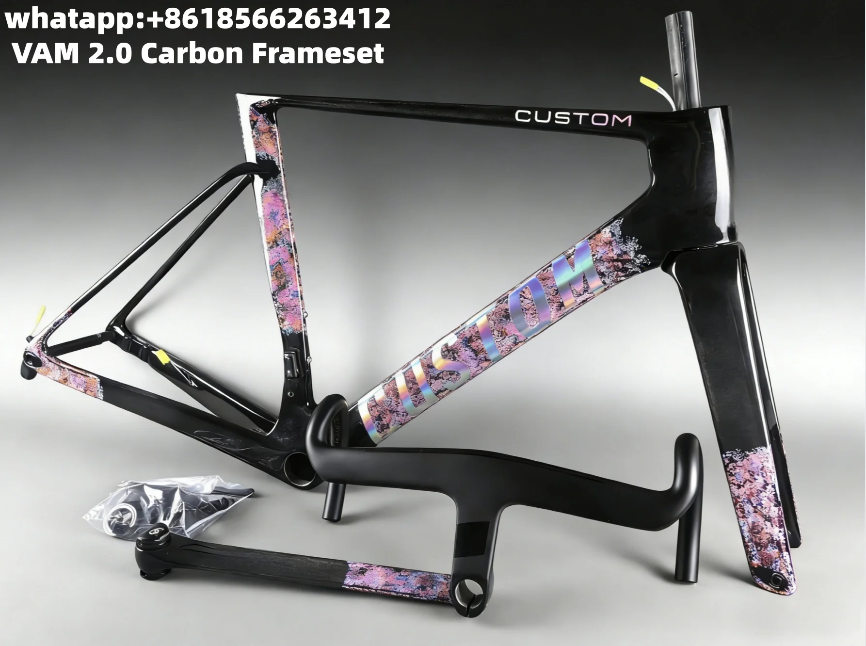 T1100 OSTRO VAM 2.0 Fahrradrahmen Carbon Rennradrahmen mit Scheibenbremsen, Lenker und 700c Laufrädern Image