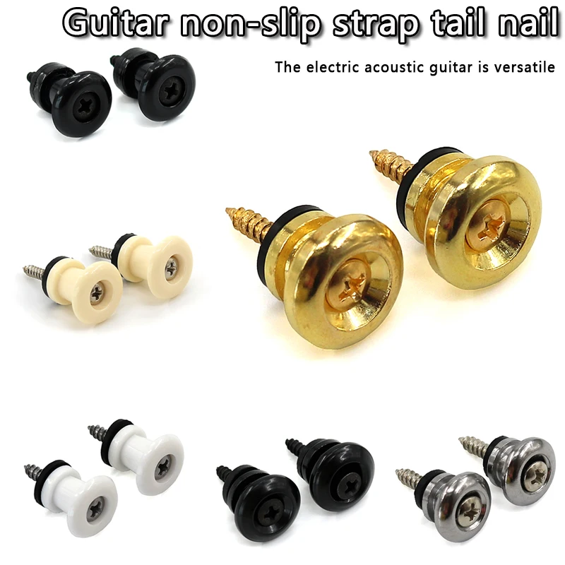 2 TEILE/SATZ Gitarre Strap Locks End Pins Schwanz Nagel Lock Taste Pegs Schraube Flach Kopf für Akustische Klassische Elektrische Gitarre Bass Ukul Image