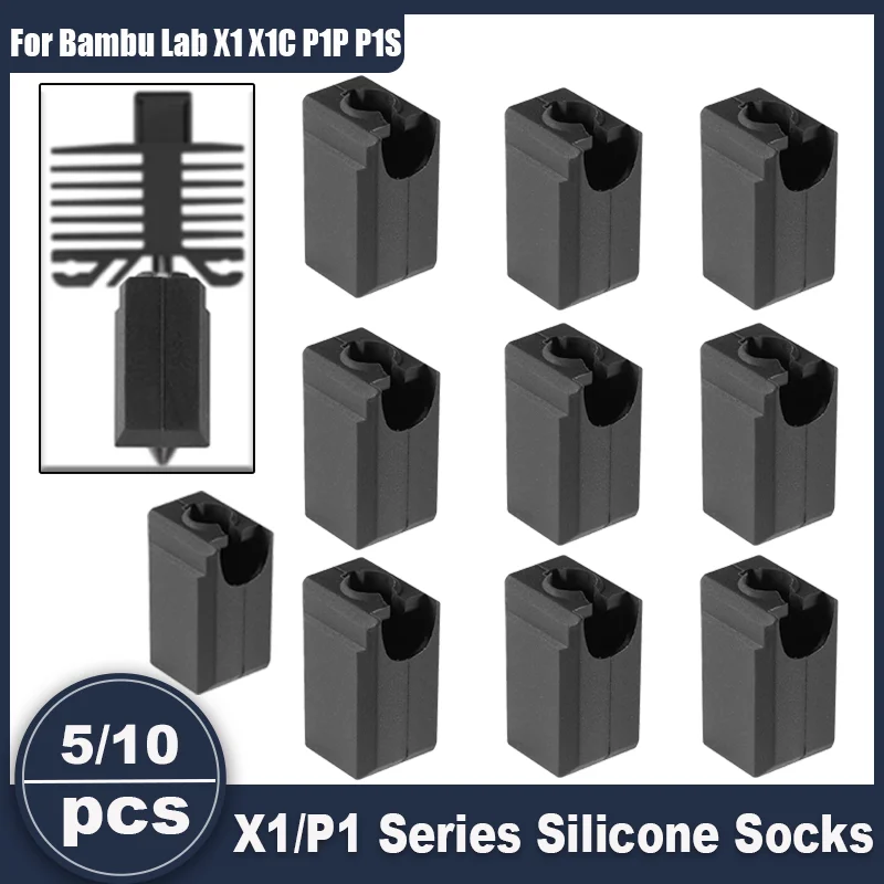 5/10 Stück X1/P1 Silikonhülle für Bambu Lab X1 X1C P1P P1S, Hotend-Block Silikonabdeckung, 3D-Druckerzubehör Image