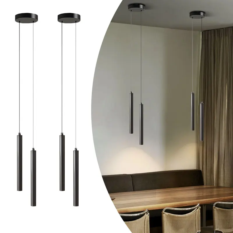 LED-Pendelleuchten für Innenräume, Verstellbare Hängelampen für Nachttische, Schwarze Kronleuchter für Küche, Esszimmer und Zuhause