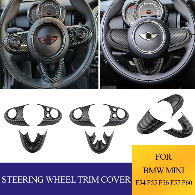 ABS Carbon Faser Auto Lenkrad Panel Rahmen Aufkleber Abdeckung Trim Für BMW MINI Cooper F54 F55 F56 F57 F60 Zubehör Image