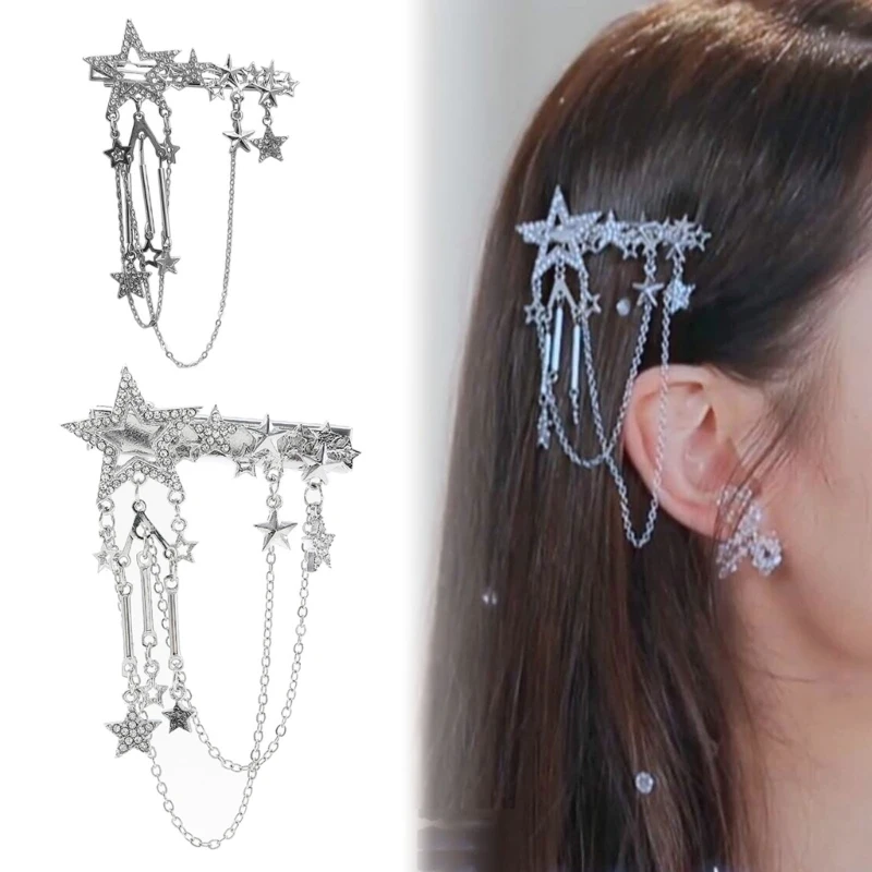 Punk Haar Clip für Frauen Mädchen Vintage Kristall Stern Quaste Haarnadeln Harajuku Y2K Mode Headwear Haar Schmuck Zubehör