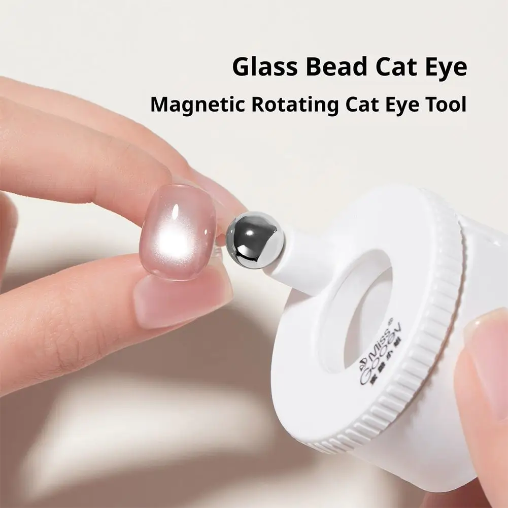 Rotierender Katzenaugen-Magnet für Nägel, Automatischer Glasperlen-Nagelmagnet-Spinner, Magnetisches Gel-Lack-Führungswerkzeug für Nagelkunst-Salon & DIY Image