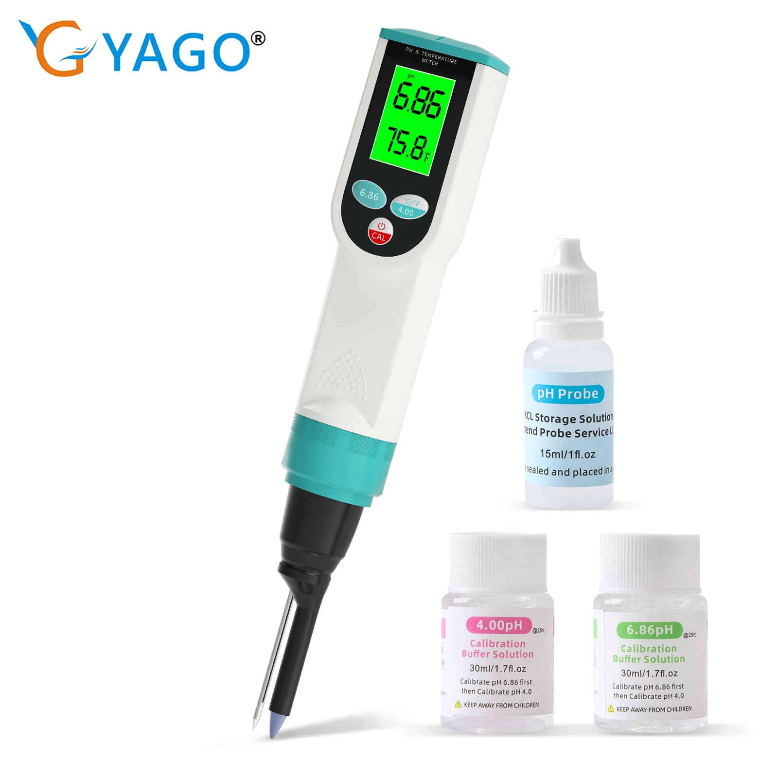 Digitales Lebensmittel-PH-Messgerät mit KCL-Kit, 0,01 Auflösung, hochpräziser Sensor, pH-Tester für Fleisch, Teig, Wurst, Käse, Kosmetik, Boden Image