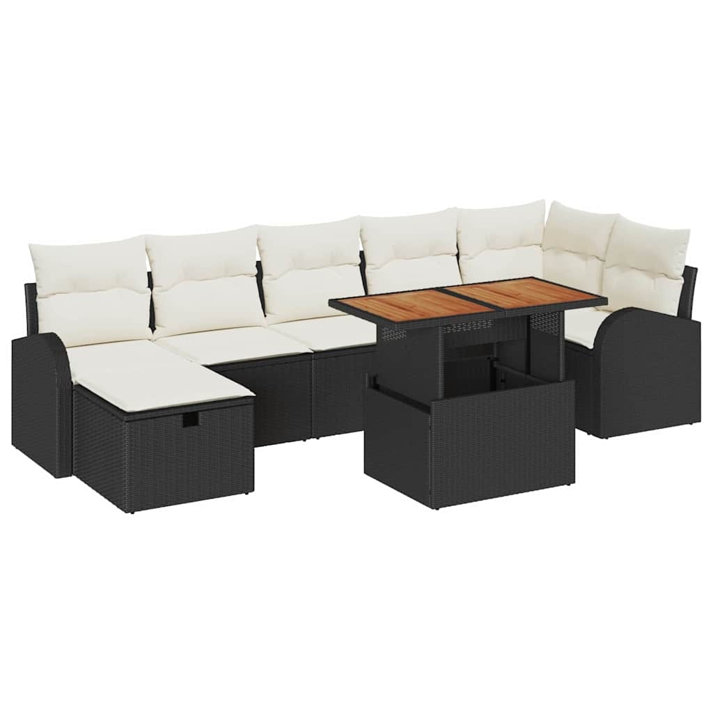 vidaXL Garten-Sofa-Set mit Kissen 8 pcs Schwarz Poly Rattan Image