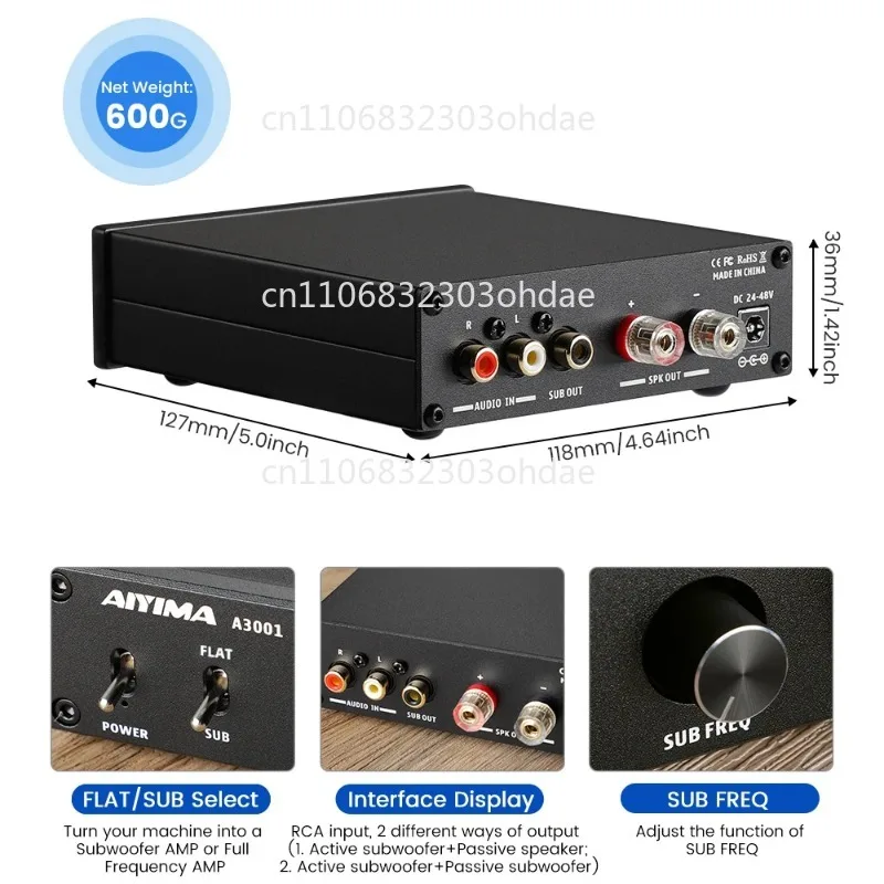 AIYIMA Audio A3001 TPA3255 Subwoofer-Verstärker 300W HIFI Lautsprecher-Verstärker Mono Sound Power Amplificador Klasse D Heim-Audio-Verstärker Image