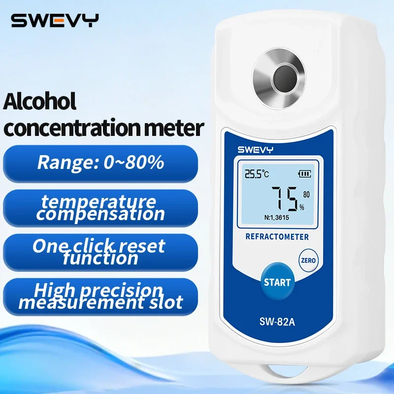 SWEVY Digitales Alkohol-Refraktometer, 0-80%vol Heimbrau-Konzentrationstester, Baijiu-Konzentrationsmessgerät Image