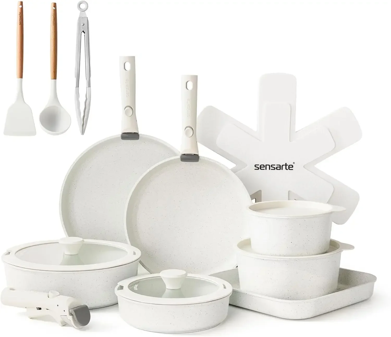 23-teiliges Töpfe- und Pfannenset, antihaftbeschichtetes Kochgeschirr mit abnehmbarem Griff, Induktionskochgeschirr-Set mit abnehmbarem Han Image