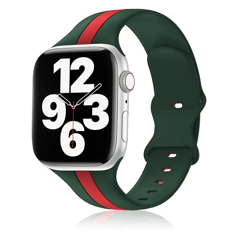 Silikonband für Apple Watch Serie 3 5 6 SE 7 8 Ultra Sport Gummi-Uhrenarmband für IWatch 38 42 mm 40 mm 44 mm 41 45 49 mm Image