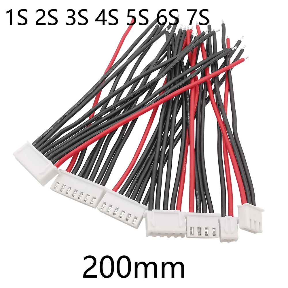 5Pcs JST XH 1s 2s 3s 4s 5s 6s 7s Batterie Balancing Ladestecker Silikon Draht JST XH Weibliche Kabel 200mm 22AWG für RC Teile Image