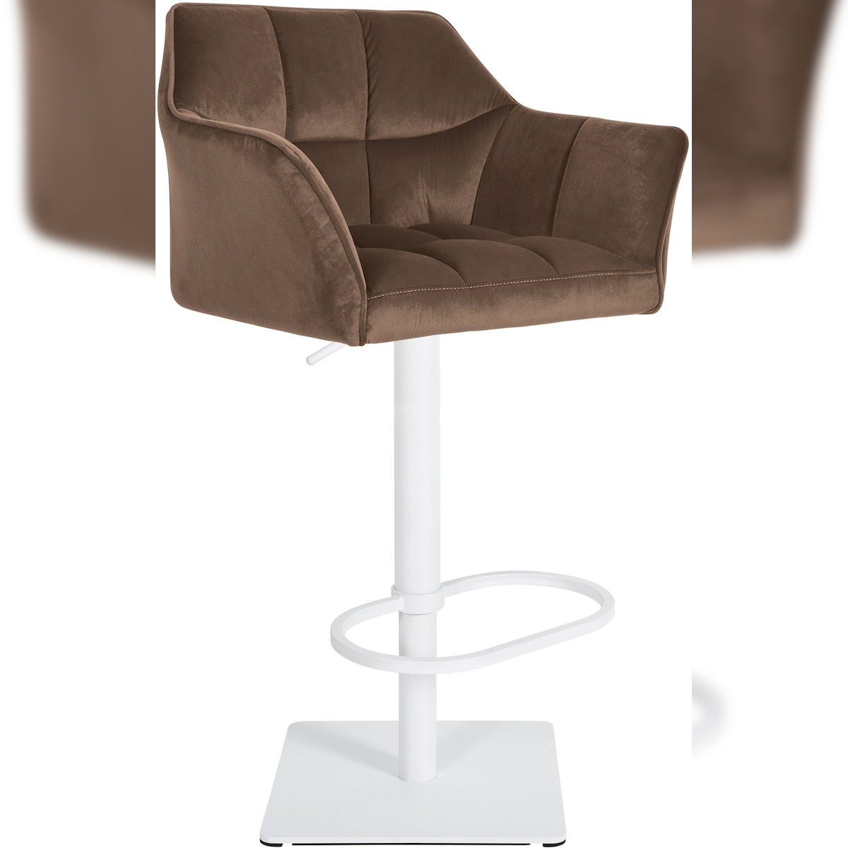 CLP Barhocker Damaso Samtbezug braun/weiß Image