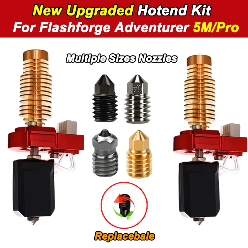 Neues Upgrade-Hotend für Flashforge Adventurer 5M / 5M Pro Pinting Head 280 ℃ Keramik-Heizblock-Kit AD5M Düse aus hartem Stahl, heiß Image