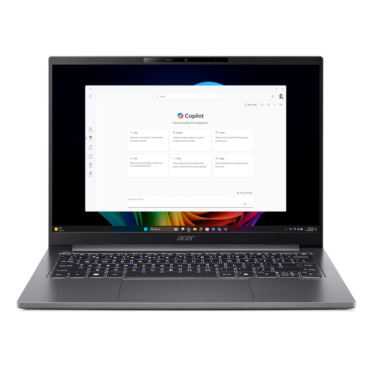 Acer TravelMate X4 (Steel Gray, 14" WUXGA, Intel® Core™ Ultra 5 228V, 32 GB RAM, 500 GB SSD) mit Windows 11 Pro Image